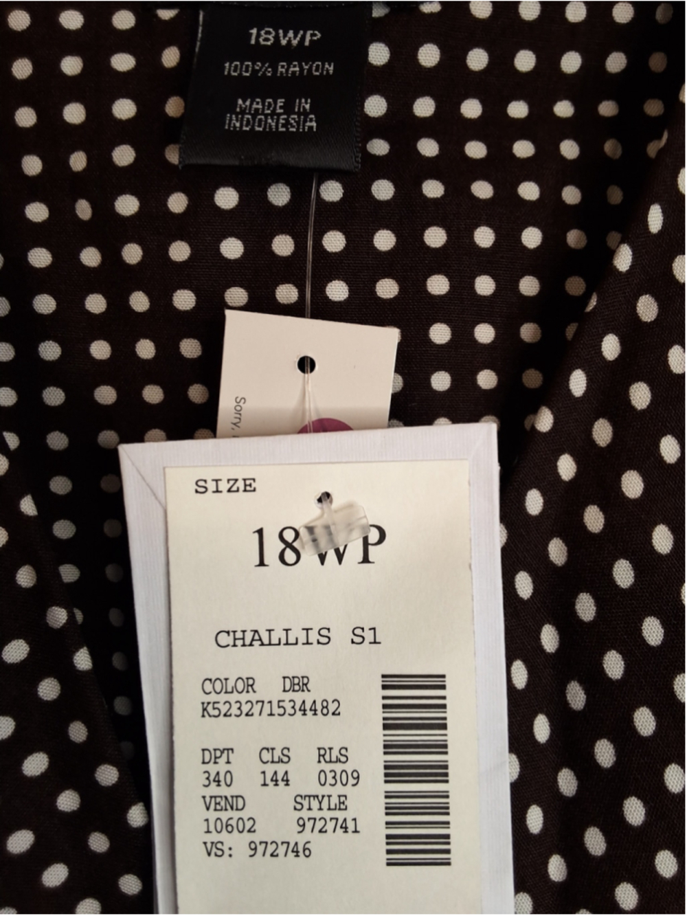 MSK Plus 18W Petite Brown White Polka Dot Midi Dress NWT - Picture 7 of 7